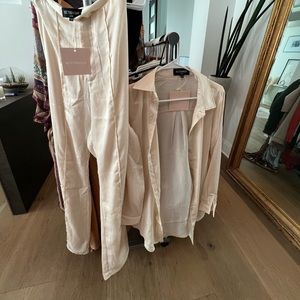 Kittenish satin pant/shirt set